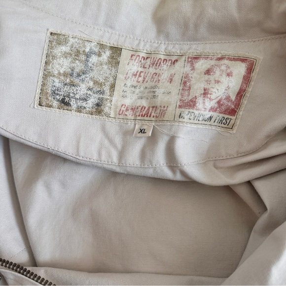 VINTAGE CHEVIGNON CRAFTSMANSHIP BEIGE COTTON BOMBER JACKET EMBROIDERY UNISEX L - Picture 12 of 15